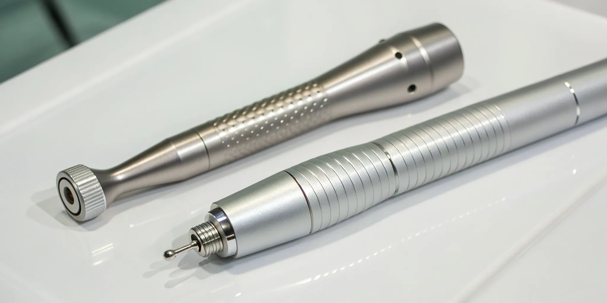 A side-by-side comparison of a simple stem vs a cone socket dental mirror.