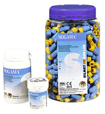 Silmet | Nogama 2 1 spill Dispersed Phase Alloy, Fast Set, 50 Capsules/Jar. 69.5% Ag | 104-0-110471