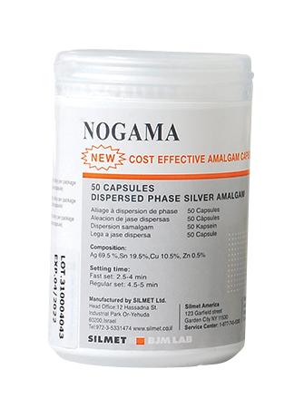 Silmet | Nogama 2 1 spill Dispersed Phase Alloy, Fast Set, 50 Capsules/Jar. 69.5% Ag | 104-0-110471