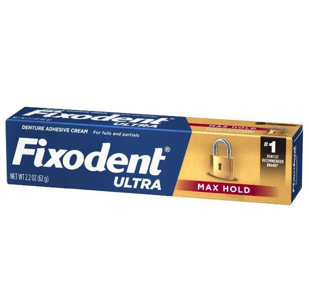 Fixodent Ultra Max Hold Denture Adhesive, 2.2 Oz Tube, 24/cs