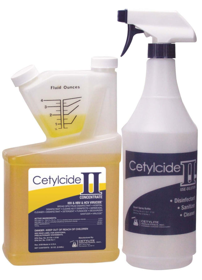 Cetylite Cetylcide-II Hard Surface Disinfectant - 32 oz Concentrate with Quart Spray Bottle | SurgiMac Dental Supply
