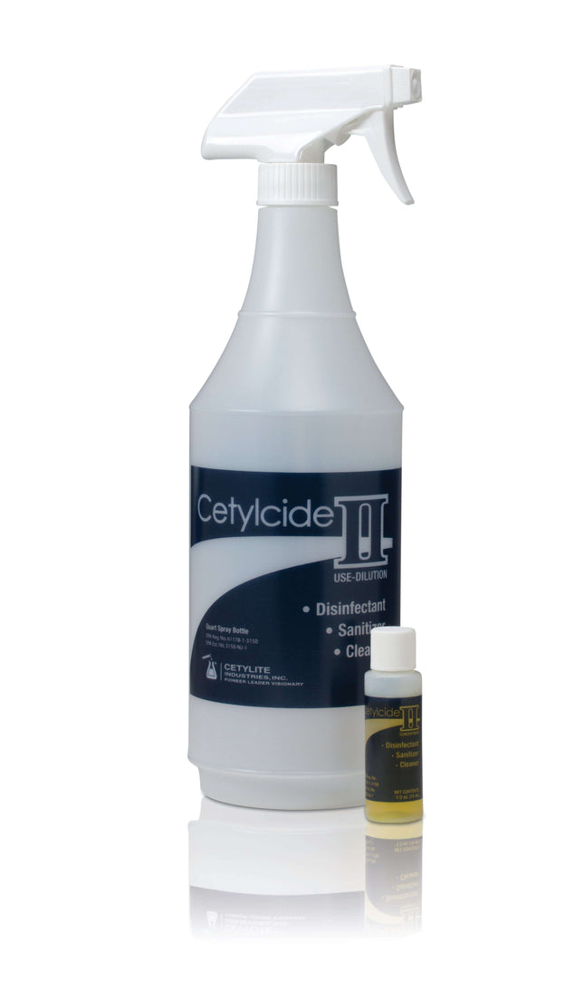 Cetylite Cetylcide-II Hard Surface Disinfectant - 1/2 oz Concentrate with Quart Spray Bottle | SurgiMac Dental Supply