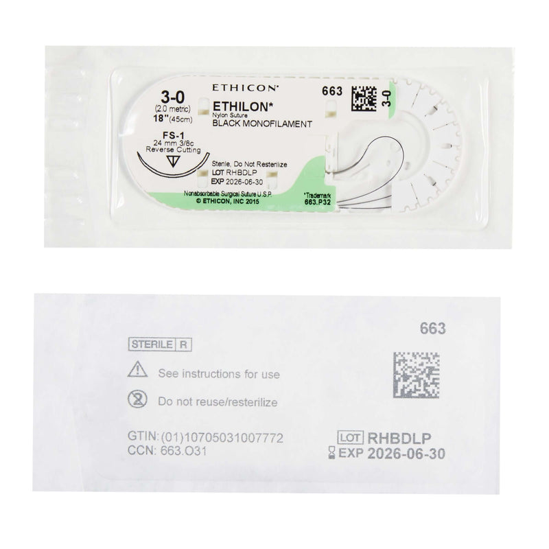 Ethilon™ Nylon FS-1 3/8 Circle Reverse Cutting Needle 663G