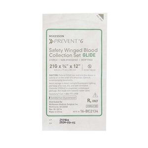 McKesson Prevent G Blood Collection Set 21 Gauge 3/4 Inch Needle Length Safety Needle 12 Inch Tubing Sterile | SurgiMac Dental Supply