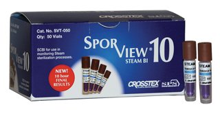 SporView® 10 Sterilization Biological Indicator Vial Steam Sporview 10 Hour Steam Scbi - 50/Box