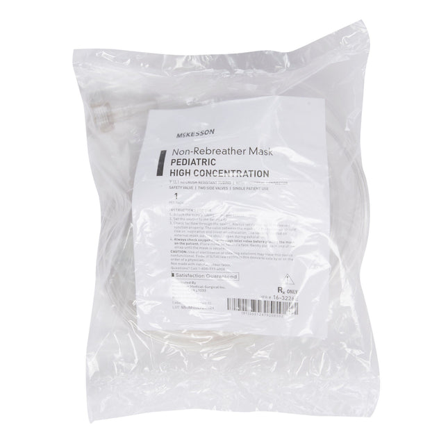 NonRebreather Oxygen Mask McKesson Elongated Style Pediatric Adjustable Head Strap / Nose Clip