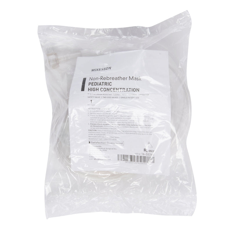 NonRebreather Oxygen Mask McKesson Elongated Style Pediatric Adjustable Head Strap / Nose Clip