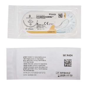 Ethibond Excel® Polyester CT-1 1/2 Circle Taper Point Needle Size 0 Braided | SurgiMac Dental Supply