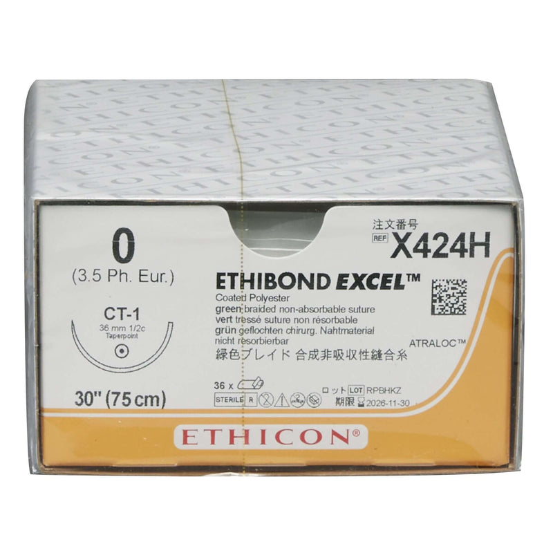 Ethibond Excel® Polyester CT-1 1/2 Circle Taper Point Needle Size 0 Braided | SurgiMac Dental Supply
