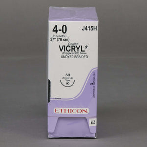 Coated Vicryl™ Polyglactin 910 SH 1/2 Circle Taper Point Needle Size 4-0 Braided | SurgiMac Dental Supply