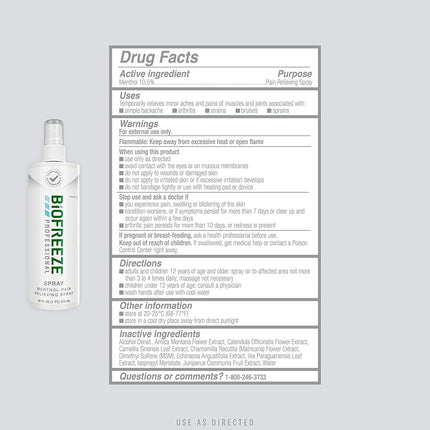 Topical Pain Relief Biofreeze Professional 10.5% Strength Menthol Spray 16 oz. | 13427-1 | | Over the Counter, Pain Relief Spray, Pharmaceuticals, Treatments | Biofreeze | SurgiMac