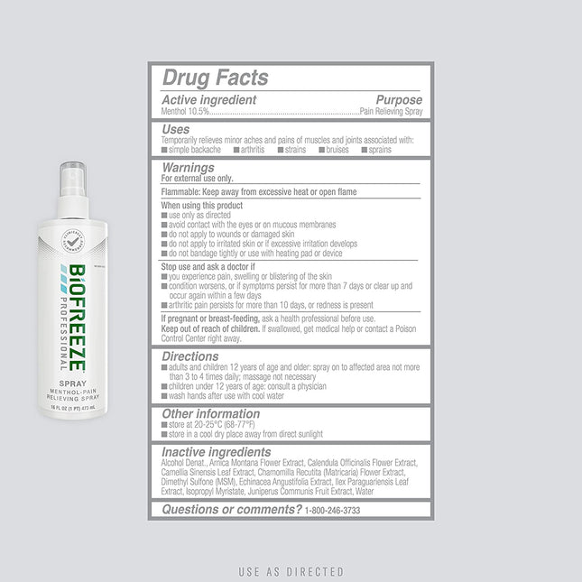 Biofreeze | Biofreeze Professional Pain Relief Spray 16 oz. | 13427-1