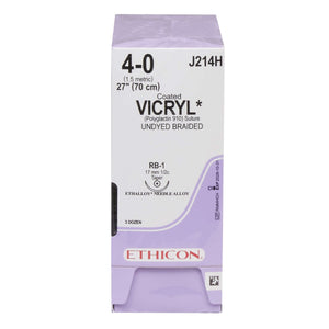 Coated Vicryl™ Polyglactin 910 RB-1 1/2 Circle Taper Point Needle Size 4-0 Braided | SurgiMac Dental Supply