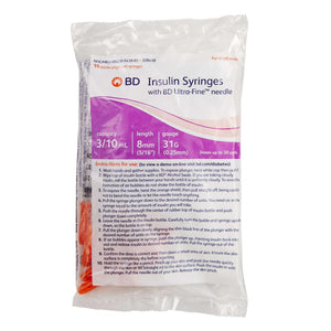 BD Ultra-Fine Insulin Syringe 0.3 mL 31 Gauge 5/16 Inch Needle Non-Safety Design | SurgiMac Dental Supply