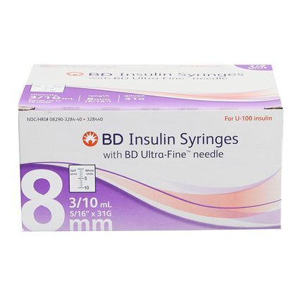 BD | Standard Insulin Syringe with Needle Ultra-Fine™ 0.3 mL 5/16 Inch 31 Gauge NonSafety Regular Wall | 328438