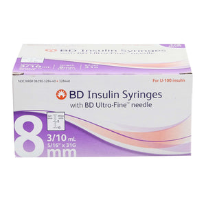 BD Ultra-Fine Insulin Syringe 0.3 mL 31 Gauge 5/16 Inch Needle Non-Safety Design | SurgiMac Dental Supply