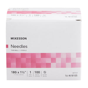 Hypodermic Needle Without Safety box of 100 by McKesson 16-N18105-1