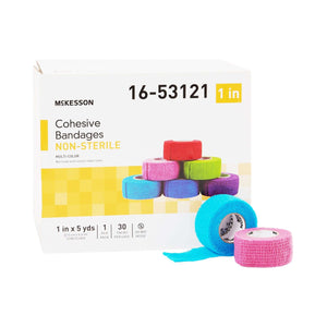Cohesive Bandage McKesson 1 Inch X 5 Yard Self-Adherent Closure Purple / Pink / Green / Light Blue / Royal Blue / Red NonSterile Standard Compression | SurgiMac Dental Supply