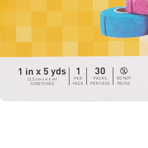 Cohesive Bandage McKesson 1 Inch X 5 Yard Self-Adherent Closure Purple / Pink / Green / Light Blue / Royal Blue / Red NonSterile Standard Compression | SurgiMac Dental Supply