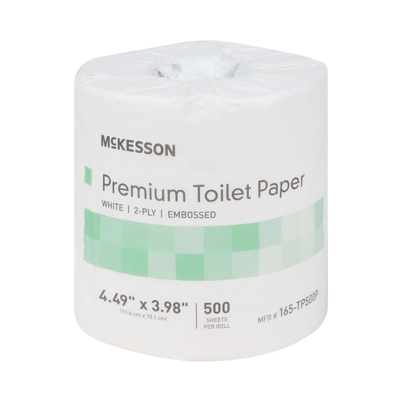 Toilet Tissue McKesson Premium White 2-Ply Standard Size Cored Roll 500 Sheets 4 X 4-1/2 Inch | SurgiMac Dental Supply