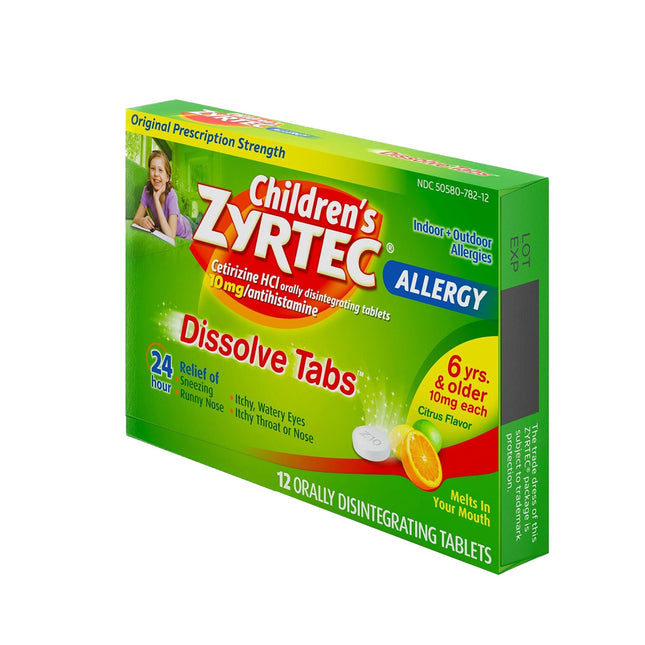 J & J Sales | Children's Allergy Relief Zyrtec 10 mg Strength Tablet 12 per Box | 05058078212