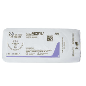 Coated Vicryl™ Polyglactin 910 CT-1 1/2 Circle Taper Point Needle Size 2-0 Braided | SurgiMac Dental Supply