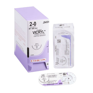 Coated Vicryl™ Polyglactin 910 CT-1 1/2 Circle Taper Point Needle Size 2-0 Braided | SurgiMac Dental Supply