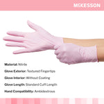Exam Glove McKesson Pink Nitrile 250 per Box NonSterile Nitrile Standard Cuff Length Textured Fingertips Pink Not Rated