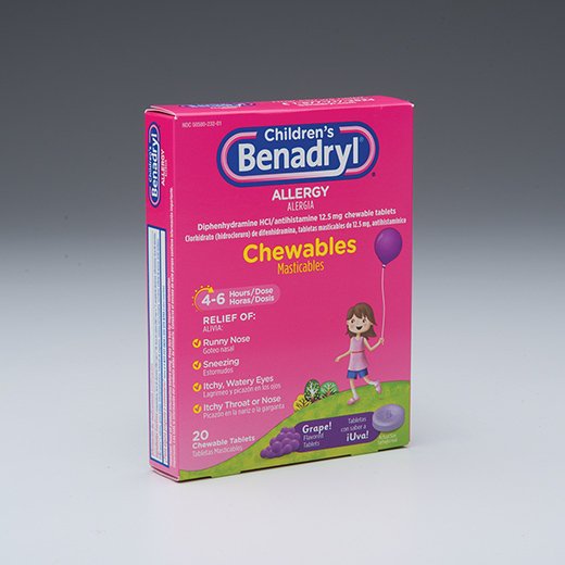 J & J Sales | Children's Allergy Relief Children's Benadryl® 12.5 mg Strength Chewable Tablet 20 per Box | 10300450553208