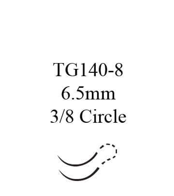 Coated Vicryl™ Polyglactin 910 TG140-8 3/8 Circle Spatula Needle Size 8-0 Braided | SurgiMac Dental Supply