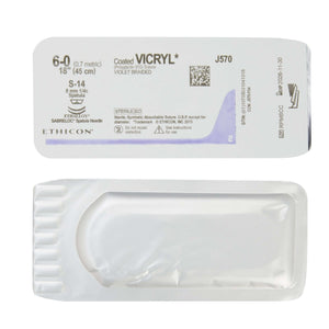 Coated Vicryl™ Polyglactin 910 S-14 1/4 Circle Spatula Needle Size 6-0 Braided | SurgiMac Dental Supply