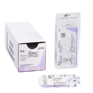 Coated Vicryl™ Polyglactin 910 S-14 1/4 Circle Spatula Needle Size 6-0 Braided | SurgiMac Dental Supply