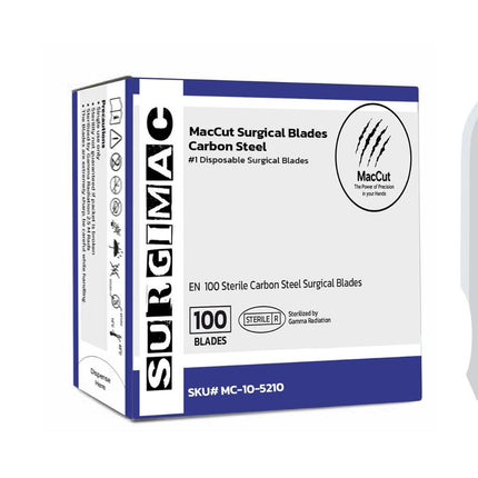 #10 Sterile Carbon Steel Surgical Scalpel Blade | MacCut by SurgiMac | Box of 100