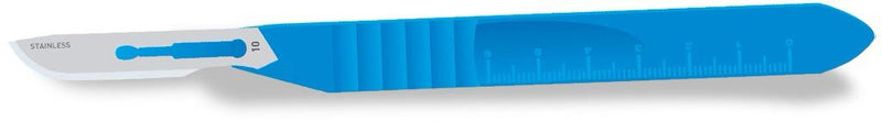 #10 Sterile Stainless Steel Surgical Scalpel Blade with Plastic Handle | MacCut by SurgiMac | Box of 10 MC-10-4110