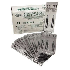 Miltex #11 Sterile Stainless Steel Surgical Scalpel Blades 100/Bx | SurgiMac Dental Supply