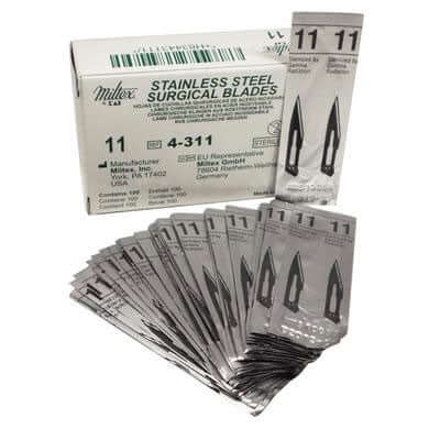Miltex #11 Sterile Stainless Steel Surgical Scalpel Blades 100/Bx | SurgiMac Dental Supply