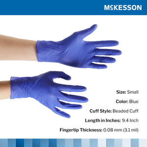 Exam Glove McKesson Confiderm 3.0 Small 100 per Box NonSterile Nitrile Standard Cuff Length Textured Fingertips Blue Chemo Tested / Fentanyl Tested
