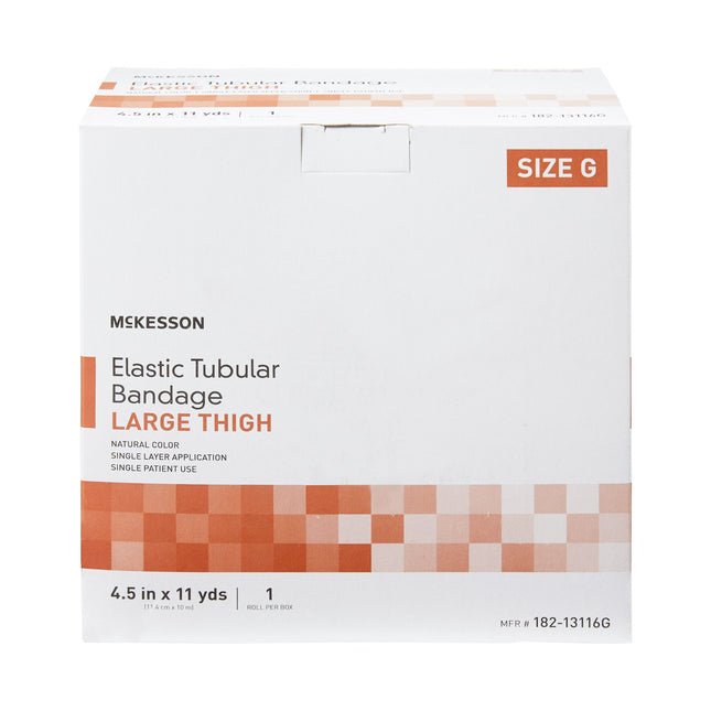 Elastic Tubular Support Bandage McKesson Spandagrip 4-1/2 Inch X 11 Yard Large Thigh Pull On Natural NonSterile Size G Standard Compression