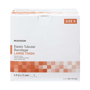 Elastic Tubular Support Bandage McKesson Spandagrip 4-1/2 Inch X 11 Yard Large Thigh Pull On Natural NonSterile Size G Standard Compression | SurgiMac Dental Supply