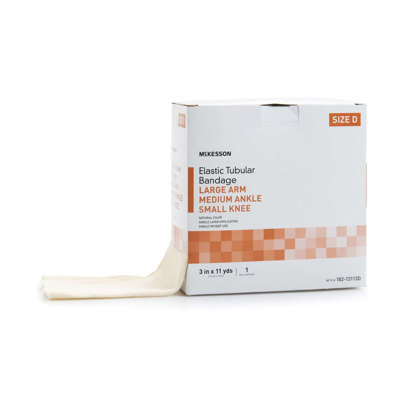 Elastic Tubular Support Bandage McKesson Spandagrip 3 Inch X 11 Yard Large Arm / Medium Ankle / Small Knee Pull On Natural NonSterile Size D Standard Compression | SurgiMac Dental Supply