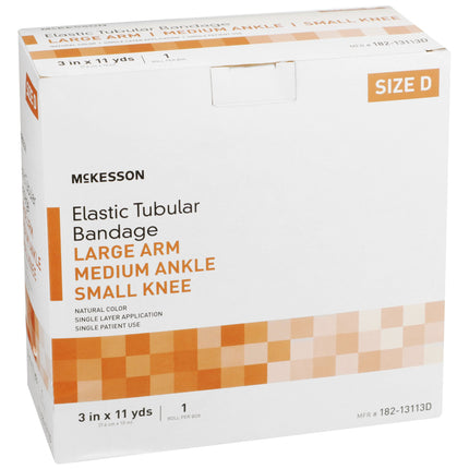 Elastic Tubular Support Bandage McKesson Spandagrip 3 Inch X 11 Yard Large Arm / Medium Ankle / Small Knee Pull On Natural NonSterile Size D Standard Compression