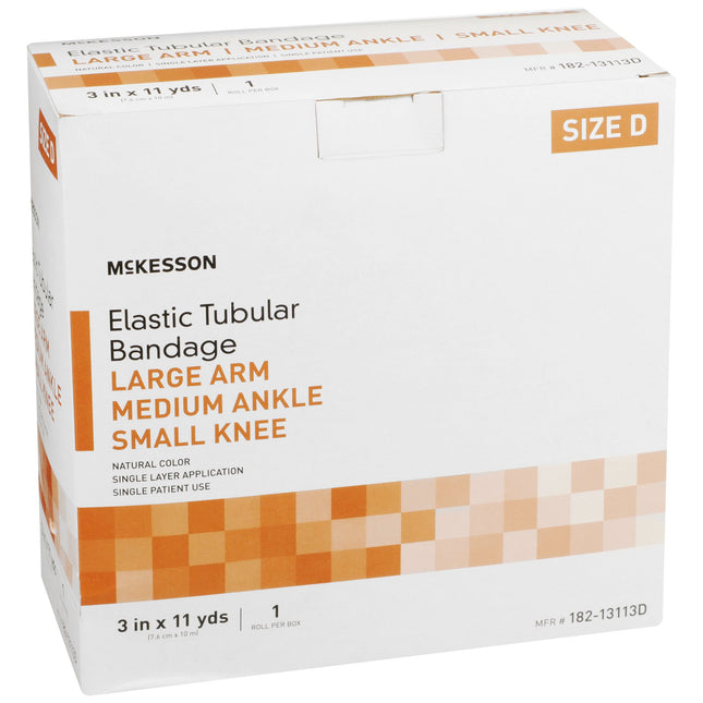 Elastic Tubular Support Bandage McKesson Spandagrip 3 Inch X 11 Yard Large Arm / Medium Ankle / Small Knee Pull On Natural NonSterile Size D Standard Compression