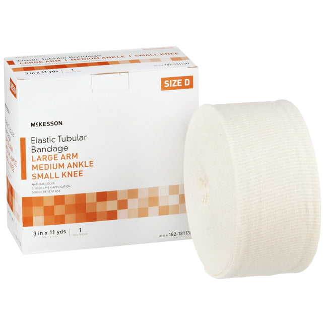 Elastic Tubular Support Bandage McKesson Spandagrip 3 Inch X 11 Yard Large Arm / Medium Ankle / Small Knee Pull On Natural NonSterile Size D Standard Compression