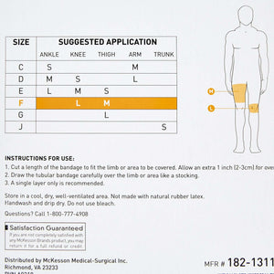 Elastic Tubular Support Bandage McKesson Spandagrip 4 Inch X 11 Yard Large Knee / Medium thigh Pull On Natural NonSterile Size F Standard Compression | SurgiMac Dental Supply