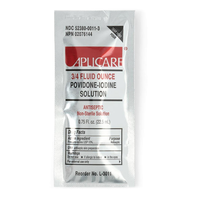 Medline | Skin Prep Solution Aplicare 3/4 oz. Individual Packet 10% Strength Povidone-Iodine NonSterile | DYNDA2232A