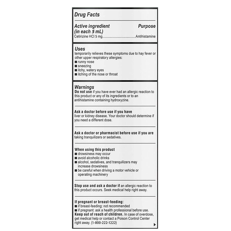 Children's Allergy Relief Children's Zyrtec 1 mg / 1 mL Strength Syrup 4 oz 50580072105