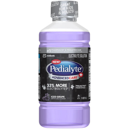 Oral Electrolyte Solution Pedialyte Advanced Care Plus Iced Grape Flavor Electrolyte CS/4