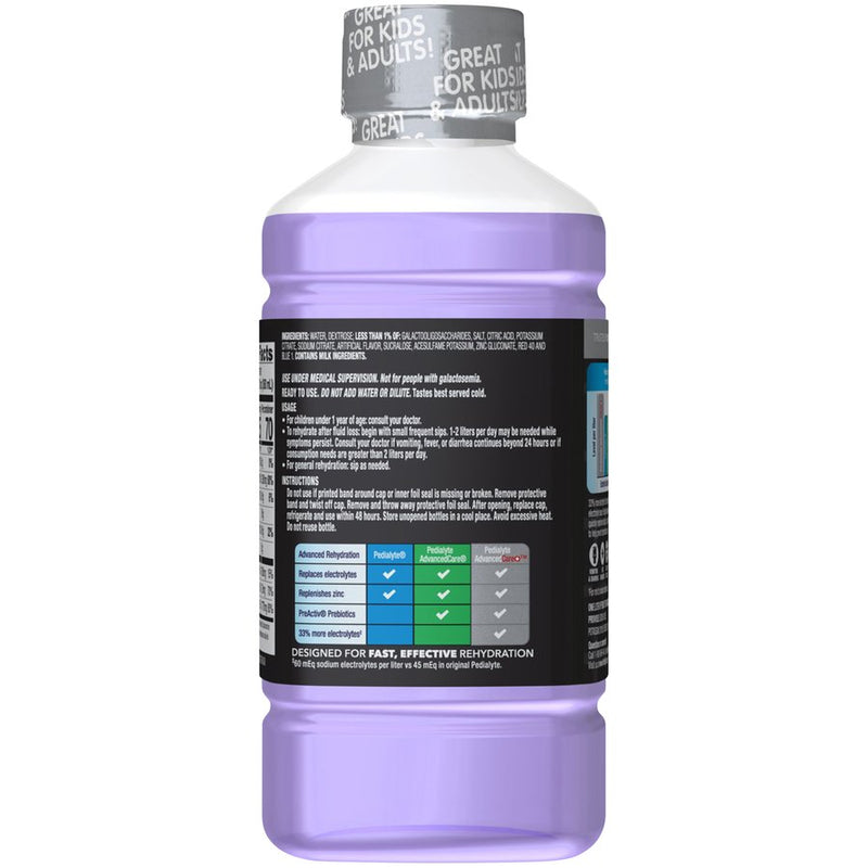 Oral Electrolyte Solution Pedialyte Advanced Care Plus Iced Grape Flavor Electrolyte CS/4 66855