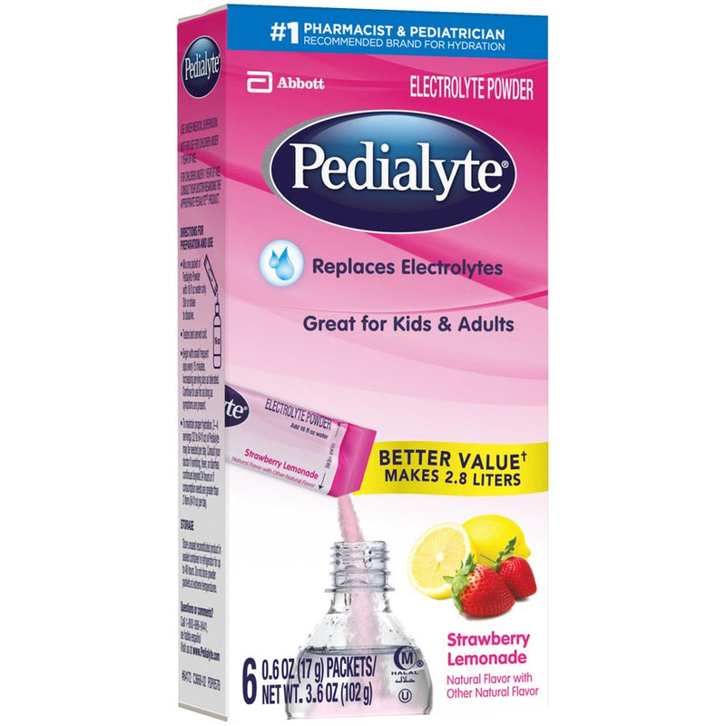 Oral Electrolyte Solution Pedialyte Powder Packs Strawberry Lemonade Flavor 64172-1