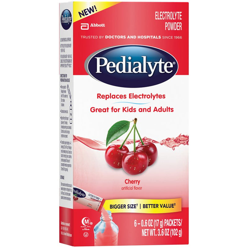 Oral Electrolyte Solution Pedialyte Powder Packs Cherry Flavor CS/36 64595
